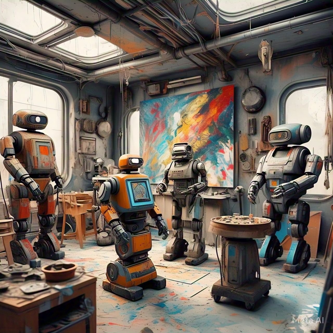 Arte y robótica: Robots que crean obras de arte, desde pintura hasta escultura, desafiando nuestra concepción de la creatividad.